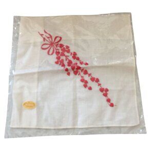Switzerland Embroidered Red Heart & Bows Handkerchief ALL COTTON